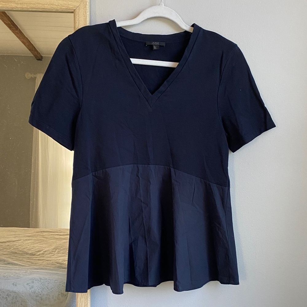 COS Mixed Media V Neck Top